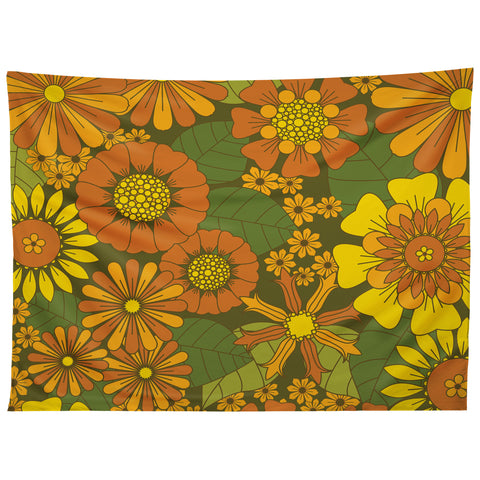 Eyestigmatic Design Orange Brown Yellow and Green Tapestry