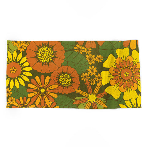 Eyestigmatic Design Orange Brown Yellow and Green Beach Towel
