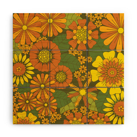 Eyestigmatic Design Orange Brown Yellow and Green Wood Wall Mural