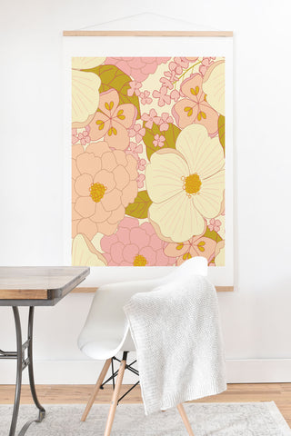 Eyestigmatic Design Pink Pastel Vintage Floral Art Print And Hanger