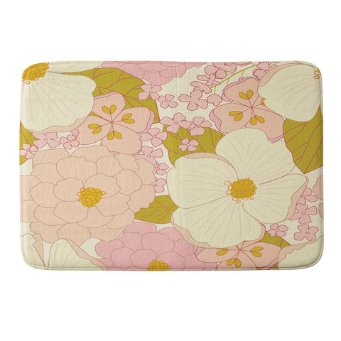 Eyestigmatic Design Pink Pastel Vintage Floral Memory Foam Bath Mat