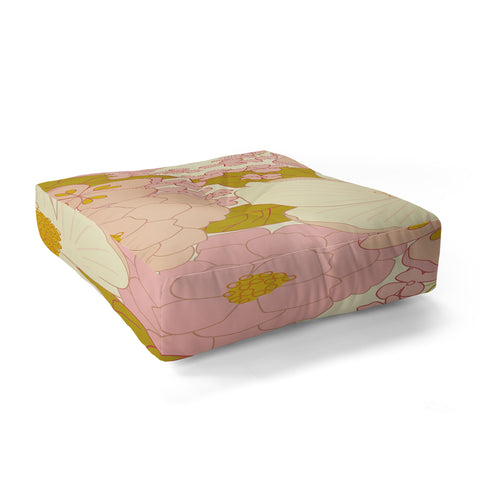 Eyestigmatic Design Pink Pastel Vintage Floral Floor Pillow Square