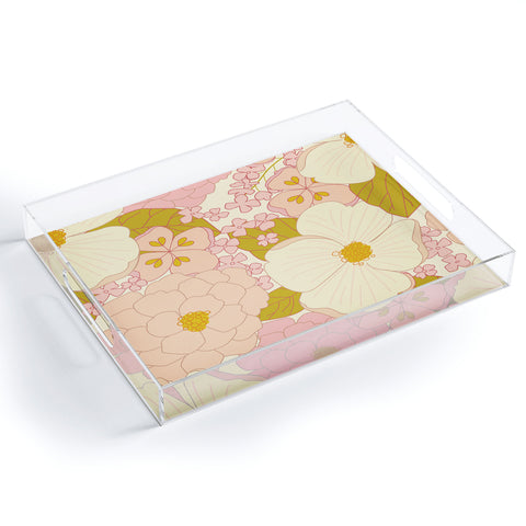 Eyestigmatic Design Pink Pastel Vintage Floral Acrylic Tray
