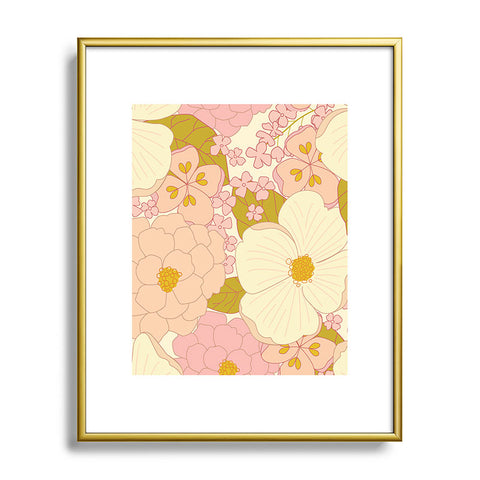 Eyestigmatic Design Pink Pastel Vintage Floral Metal Framed Art Print