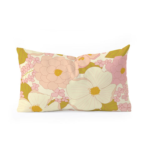 Eyestigmatic Design Pink Pastel Vintage Floral Oblong Throw Pillow