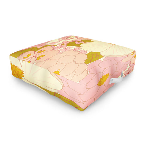 Eyestigmatic Design Pink Pastel Vintage Floral Outdoor Floor Cushion