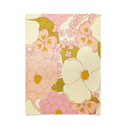 Eyestigmatic Design Pink Pastel Vintage Floral Poster