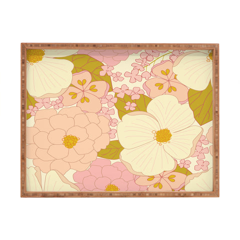 Eyestigmatic Design Pink Pastel Vintage Floral Rectangular Tray