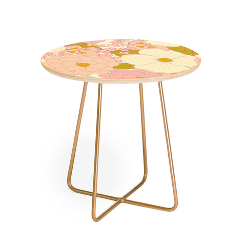 Eyestigmatic Design Pink Pastel Vintage Floral Round Side Table