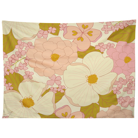 Eyestigmatic Design Pink Pastel Vintage Floral Tapestry