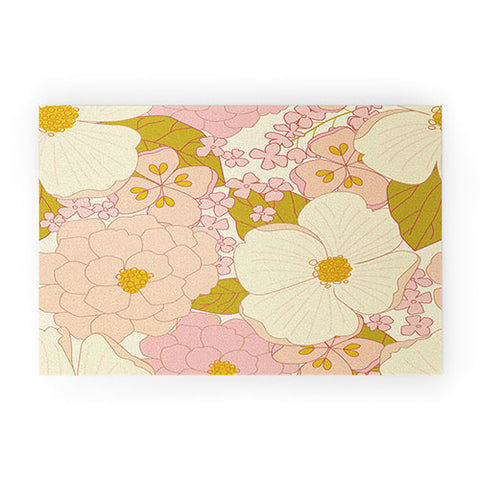 Eyestigmatic Design Pink Pastel Vintage Floral Welcome Mat