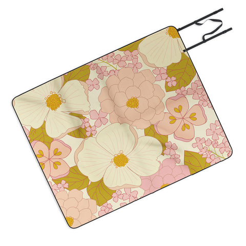 Eyestigmatic Design Pink Pastel Vintage Floral Picnic Blanket