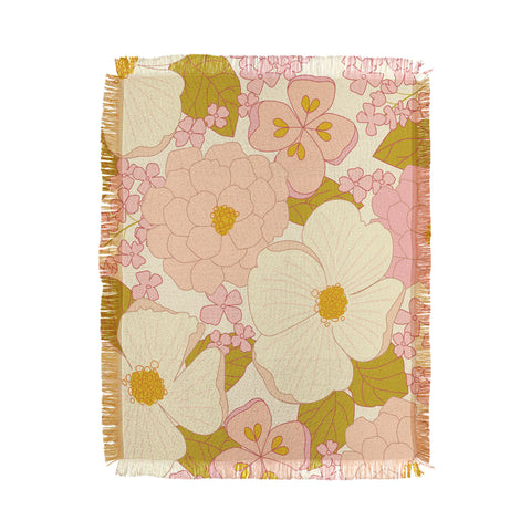 Eyestigmatic Design Pink Pastel Vintage Floral Throw Blanket