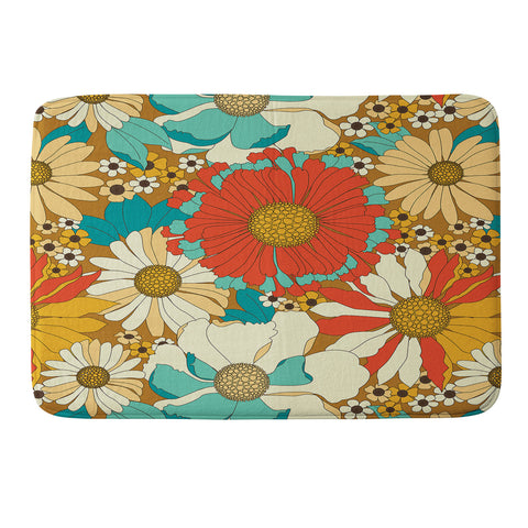 Eyestigmatic Design Red Orange Turquoise Brown Retro Memory Foam Bath Mat