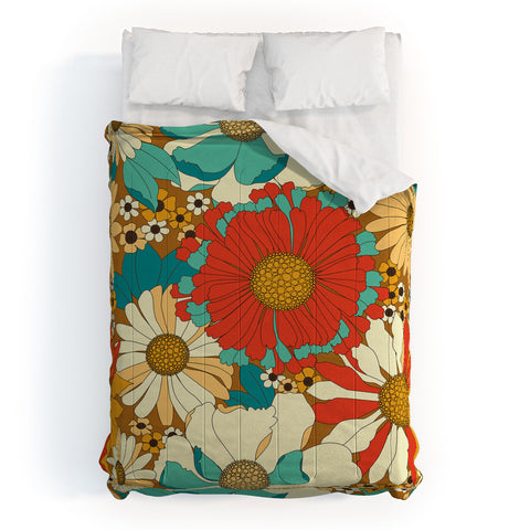 Eyestigmatic Design Red Orange Turquoise Brown Retro Comforter