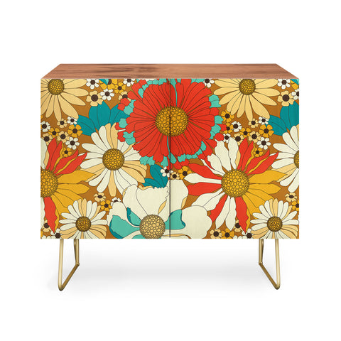 Eyestigmatic Design Red Orange Turquoise Brown Retro Credenza