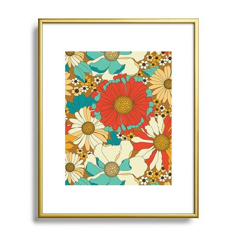 Eyestigmatic Design Red Orange Turquoise Brown Retro Metal Framed Art Print