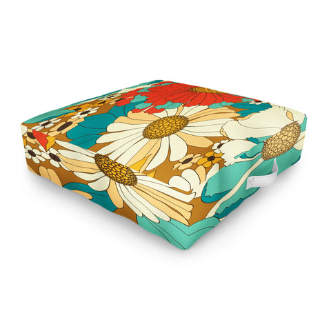 Eyestigmatic Design Red Orange Turquoise Brown Retro Outdoor Floor Cushion