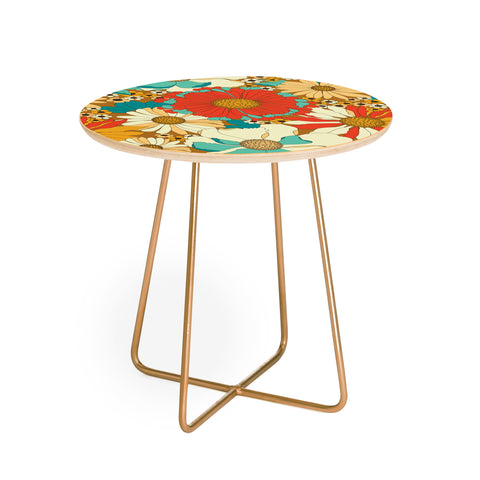 Eyestigmatic Design Red Orange Turquoise Brown Retro Round Side Table