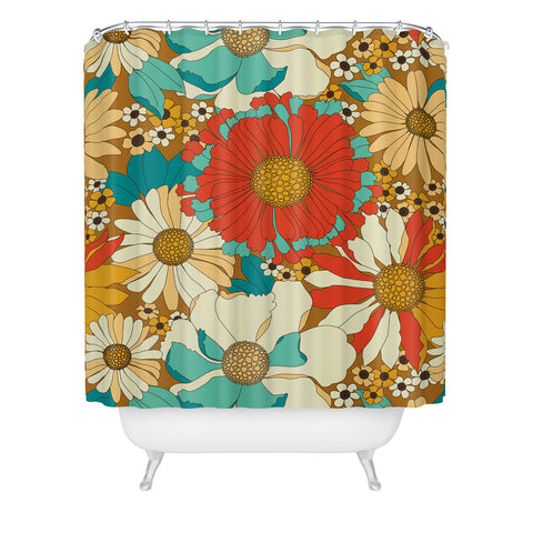 Eyestigmatic Design Red Orange Turquoise Brown Retro Shower Curtain