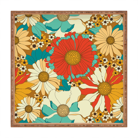 Eyestigmatic Design Red Orange Turquoise Brown Retro Square Tray
