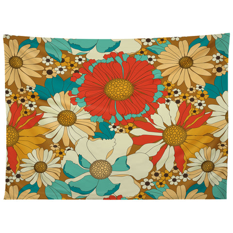 Eyestigmatic Design Red Orange Turquoise Brown Retro Tapestry