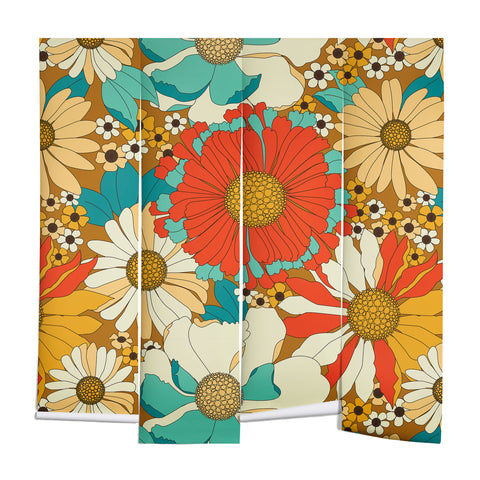 Eyestigmatic Design Red Orange Turquoise Brown Retro Wall Mural