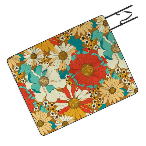Eyestigmatic Design Red Orange Turquoise Brown Retro Picnic Blanket