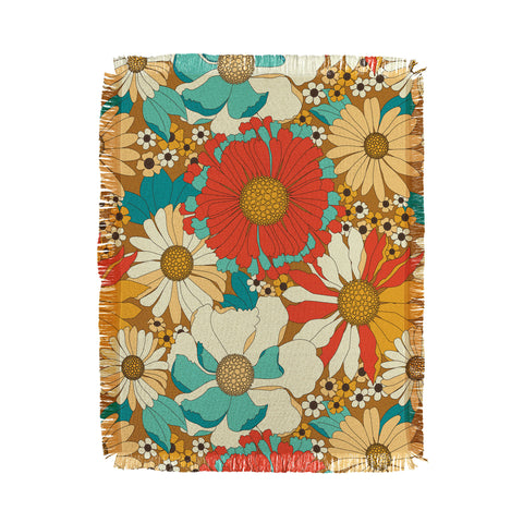 Eyestigmatic Design Red Orange Turquoise Brown Retro Throw Blanket