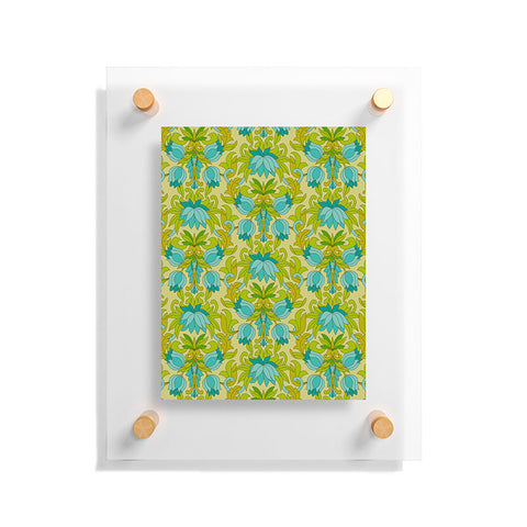 Eyestigmatic Design Turquoise and Green Leaves 1960s Floating Acrylic Print