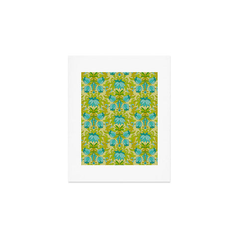 Eyestigmatic Design Turquoise and Green Leaves 1960s Art Print