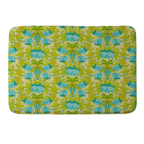 Eyestigmatic Design Turquoise and Green Leaves 1960s Memory Foam Bath Mat