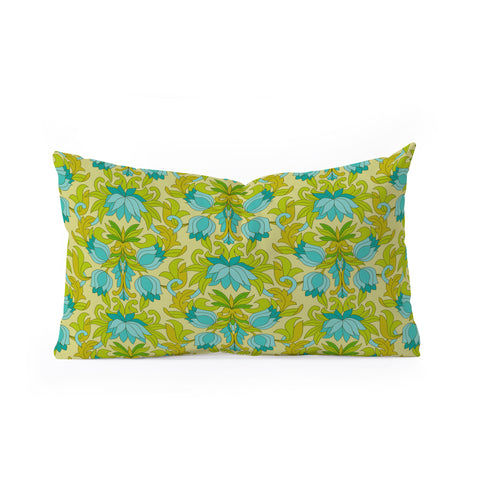 Eyestigmatic Design Turquoise and Green Leaves 1960s Oblong Throw Pillow