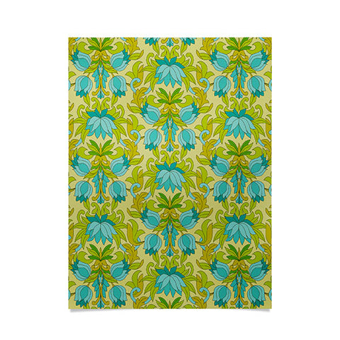 Eyestigmatic Design Turquoise and Green Leaves 1960s Poster