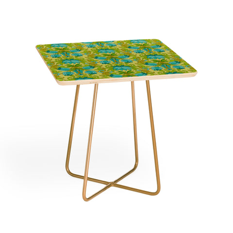 Eyestigmatic Design Turquoise and Green Leaves 1960s Side Table