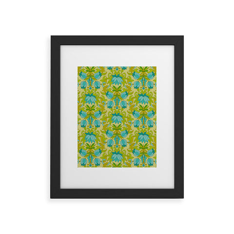 Eyestigmatic Design Turquoise and Green Leaves 1960s Framed Art Print