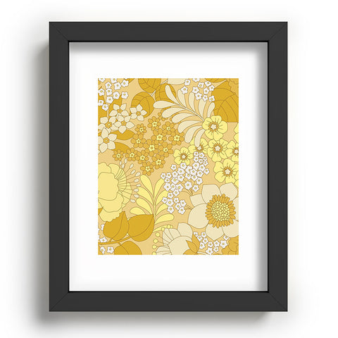 Eyestigmatic Design Yellow Ivory Brown Retro Floral Recessed Framing Rectangle