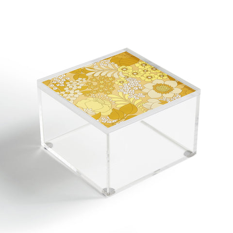 Eyestigmatic Design Yellow Ivory Brown Retro Floral Acrylic Box
