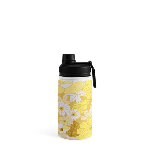 Eyestigmatic Design Yellow Ivory Brown Retro Flowers Water Bottle