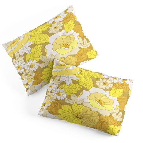 Eyestigmatic Design Yellow Ivory Brown Retro Flowers Pillow Shams