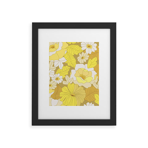 Eyestigmatic Design Yellow Ivory Brown Retro Flowers Framed Art Print