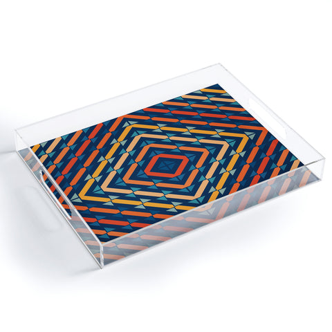 Fimbis Abstract Tiles Blue Orange Acrylic Tray
