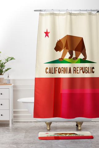 Fimbis California Shower Curtain And Mat