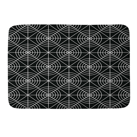 Fimbis Circle Squares Black and White Memory Foam Bath Mat