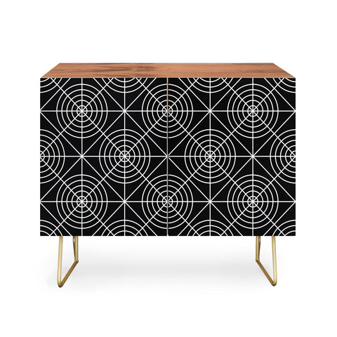Fimbis Circle Squares Black and White Credenza