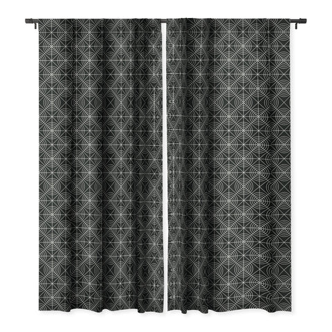 Fimbis Circle Squares Black and White Blackout Window Curtain