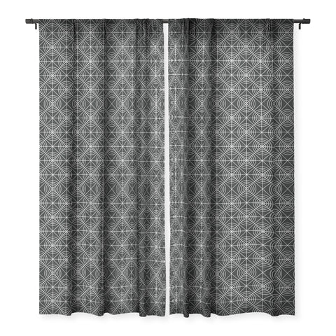 Fimbis Circle Squares Black and White Sheer Window Curtain