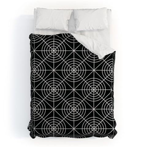 Fimbis Circle Squares Black and White Duvet Cover