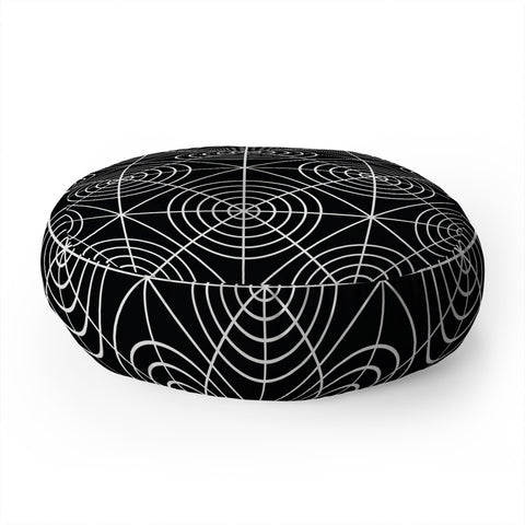 Fimbis Circle Squares Black and White Floor Pillow Round