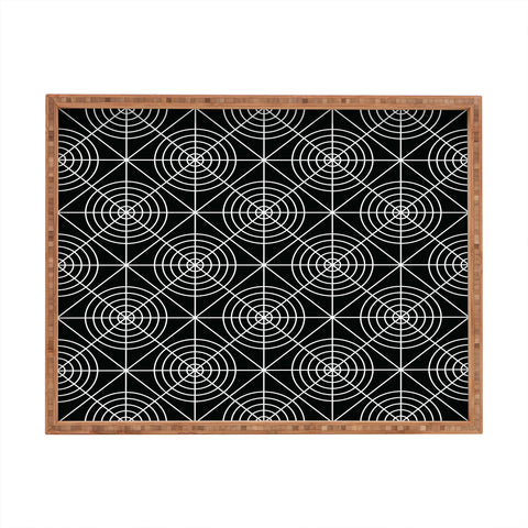 Fimbis Circle Squares Black and White Rectangular Tray